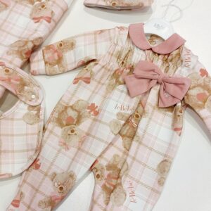 LE BEBE' Coordinato con tutina stampa orsacchiotti corredino nascita neonata - immagine 3