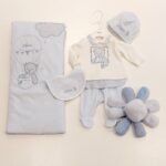LE BEBE' Coordinato con completo ciniglia azzurro corredino nascita neonato