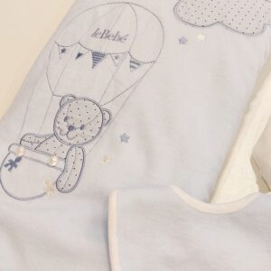 LE BEBE' Coordinato con completo ciniglia azzurro corredino nascita neonato - immagine 3