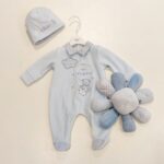 LE BEBE' Tutina ciniglia azzurro corredino nascita neonato