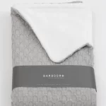 BAMBOOM Coperta culla100x75 - Honey, in bambù organico + spugna peluche - Pearl grey