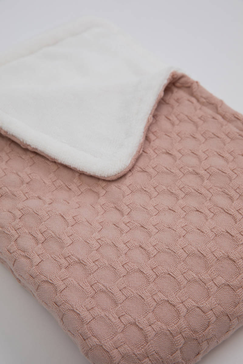 BAMBOOM Coperta lettino 140x100 - Honey, in bambù organico + spugna peluche - NudePink - immagine 4