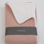 BAMBOOM Coperta culla100x75 - Honey, in bambù organico + spugna peluche - Nude pink