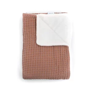 BAMBOOM Coperta Lettino 140x100 - Goffrato, in bambù organico + spugna peluche - Rosa Antico Scuro - immagine 4