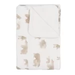 BAMBOOM Coperta Culla 100x75 - Jersey Print + spugna peluche - Orso