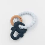 BAMBOOM Massaggiagengive legno & silicone cuore - Blu & Azzurro