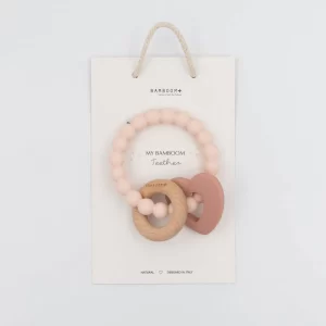 BAMBOOM Massaggiagengive legno & silicone cuore - Rosa - immagine 4