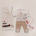 MELBY Completo nascita barchetta 5 pezzi corredino neonato