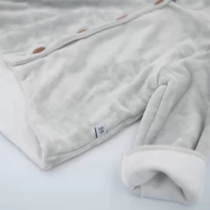 BAMBOOM Cardigan con cappuccio in ciniglia grigia - immagine 3