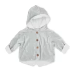 BAMBOOM Cardigan con cappuccio in ciniglia grigia