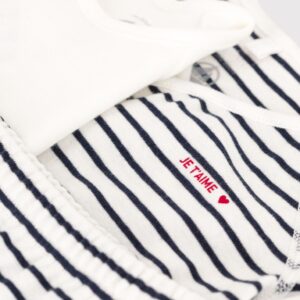 PETIT BATEAU Completo 3 pezzi di cotone biologico a righe neonato - immagine 4