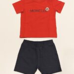 MONCLER Completo t-shirt manica corta blu e rosso bambino