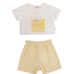 MAGIL Completo t-shirt con pantaloncini vichy giallo