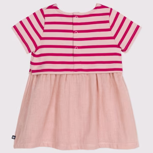 PETIT BATEAU Abito righe fuxia - immagine 2