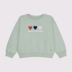 PETIT BATEAU Felpa verde stampa cuori