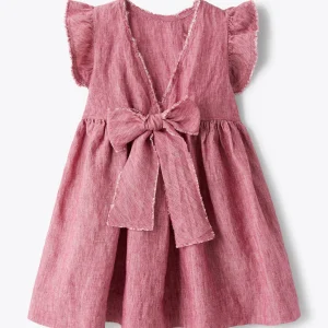 IL GUFO Vestito lino con fiocco mauve bambina - immagine 3