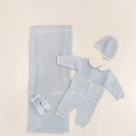 LE BEBE' DI ALMY Coordinato 4 pezzi celeste corredino neonato