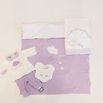 MELBY Coordinato in ciniglia lilla corredino nascita neonata