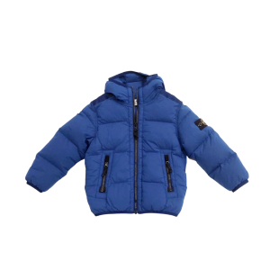STONE ISLAND Giubbotto imbottito bluette con cappuccio - immagine 3