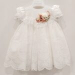 COLORI CHIARI Completo 3 pezzi Vestito, scarpette, fascia battesimo bambina bianco