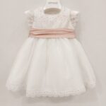 AMAYA Vestito battesimo/cerimonia bambina bianco e rosa