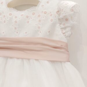 AMAYA Vestito battesimo/cerimonia bambina bianco e rosa - immagine 3