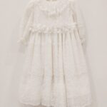 ALETTA Vestito battesimo lungo bambina latte